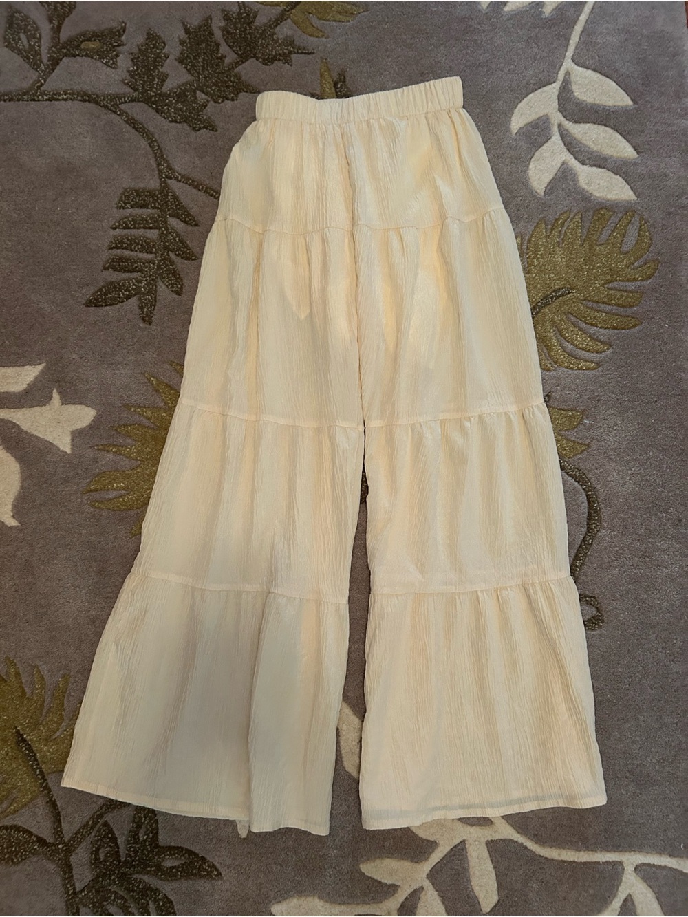 Tiered Cream Wide-Leg WOMEN Bottoms